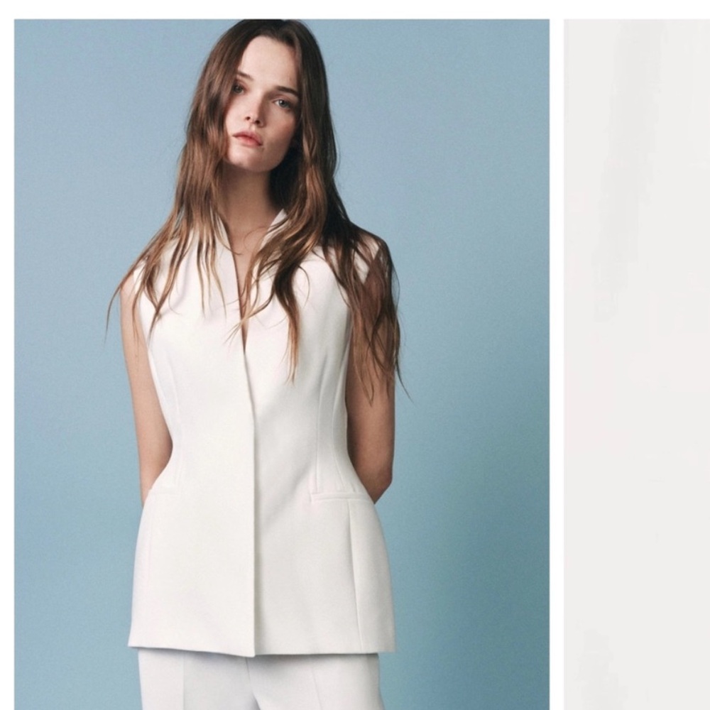 Zara White Full Length Corset Peplum Vest XS 3057/198
